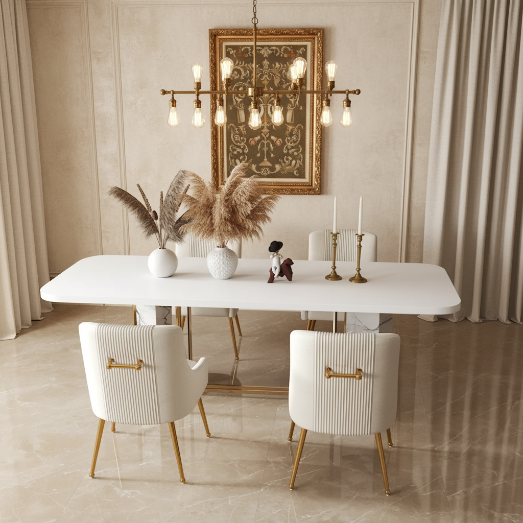 Chaise de salle à manger moderne Glam en velours plissé Boucle