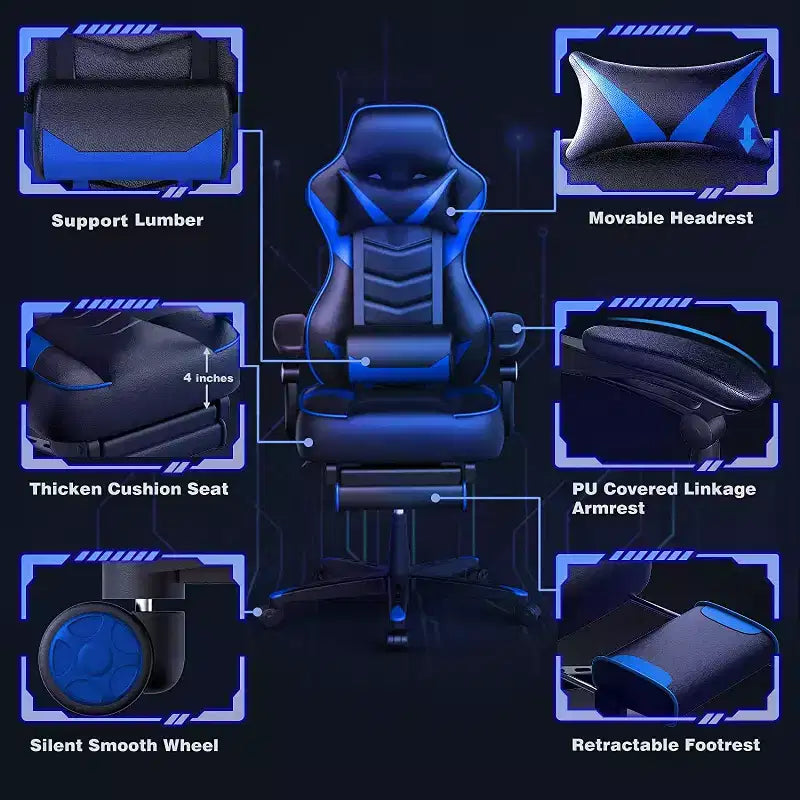 Chaise de jeu avec repose-pieds et support lombaire