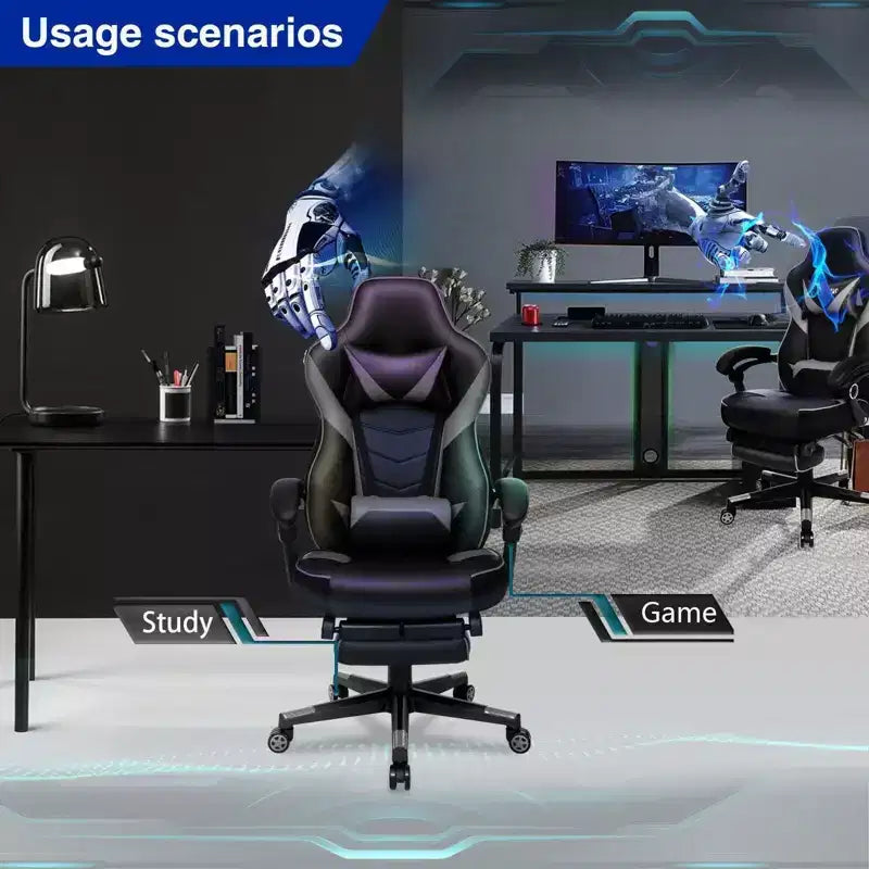 Chaise de jeu avec repose-pieds et support lombaire