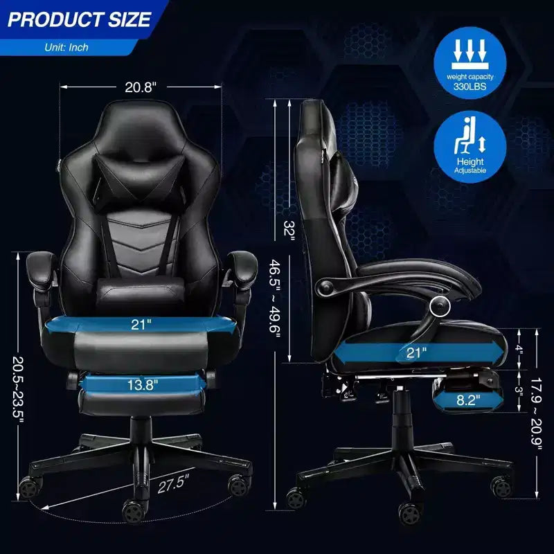 Chaise de jeu avec repose-pieds et support lombaire