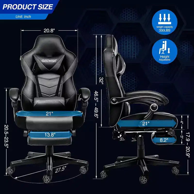 Chaise de jeu avec repose-pieds et support lombaire