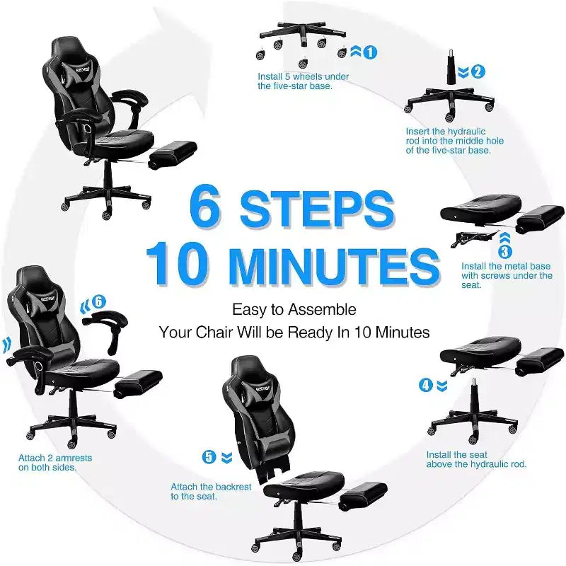 Chaise de jeu avec repose-pieds et support lombaire