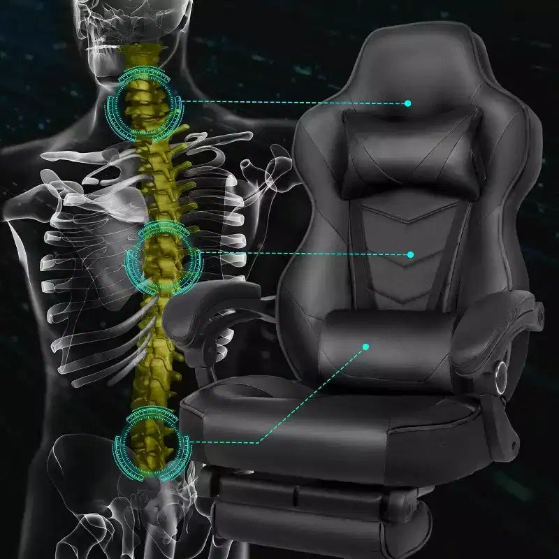 Chaise de jeu avec repose-pieds et support lombaire