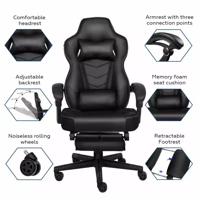Chaise de jeu avec repose-pieds et support lombaire