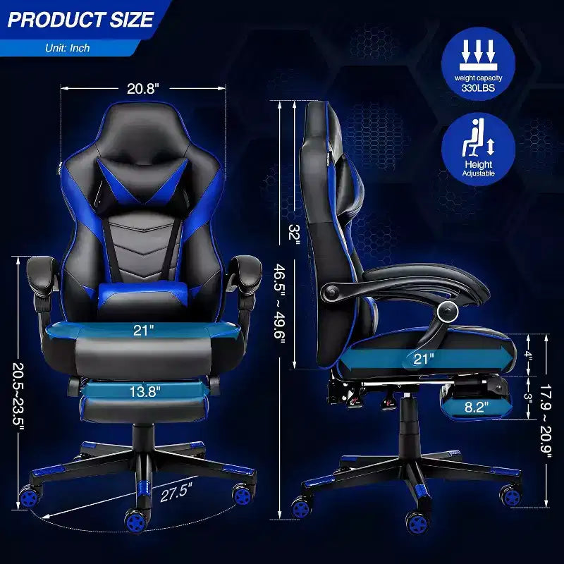 Chaise de jeu avec repose-pieds et support lombaire