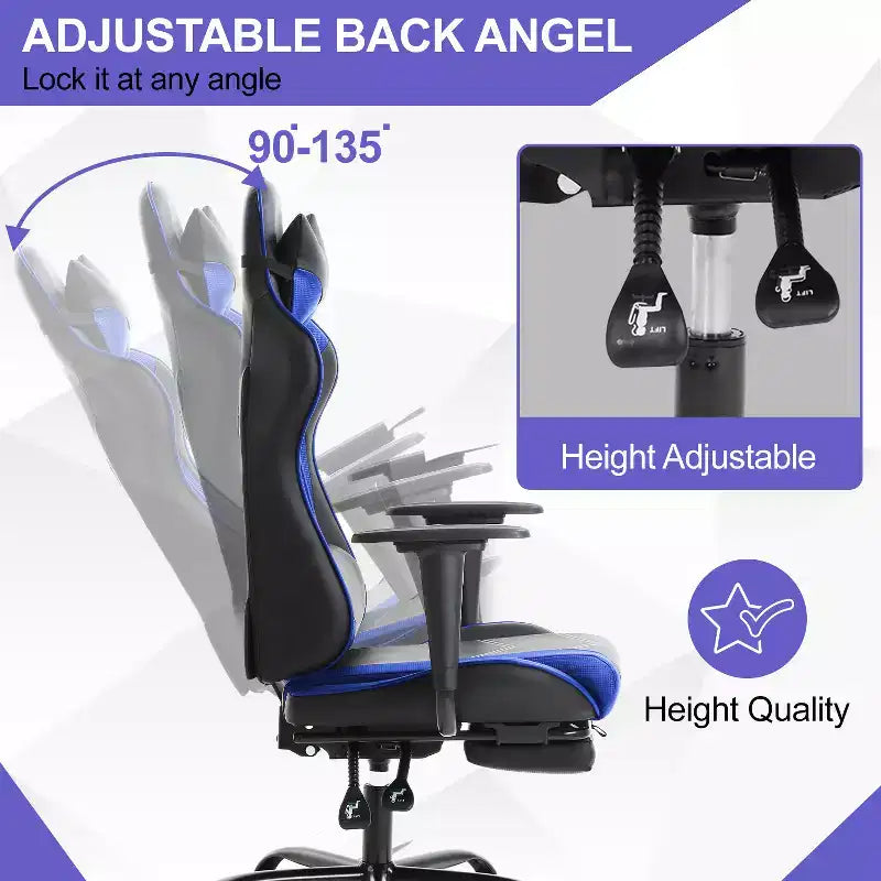 Chaise Gaming Fauteuil Gamer avec Support Lombaire