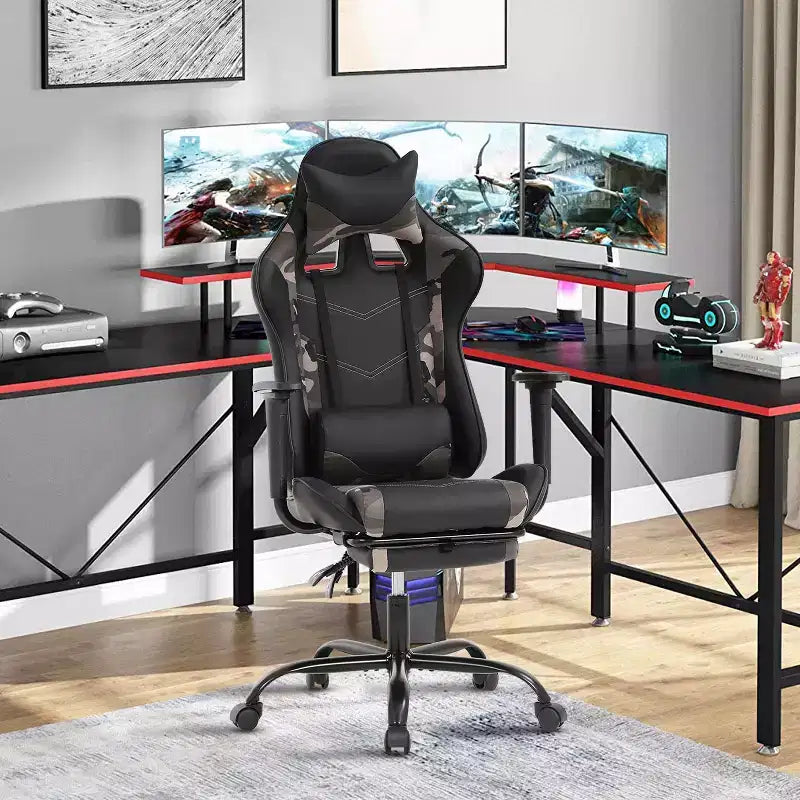 Chaise Gaming Fauteuil Gamer avec Support Lombaire