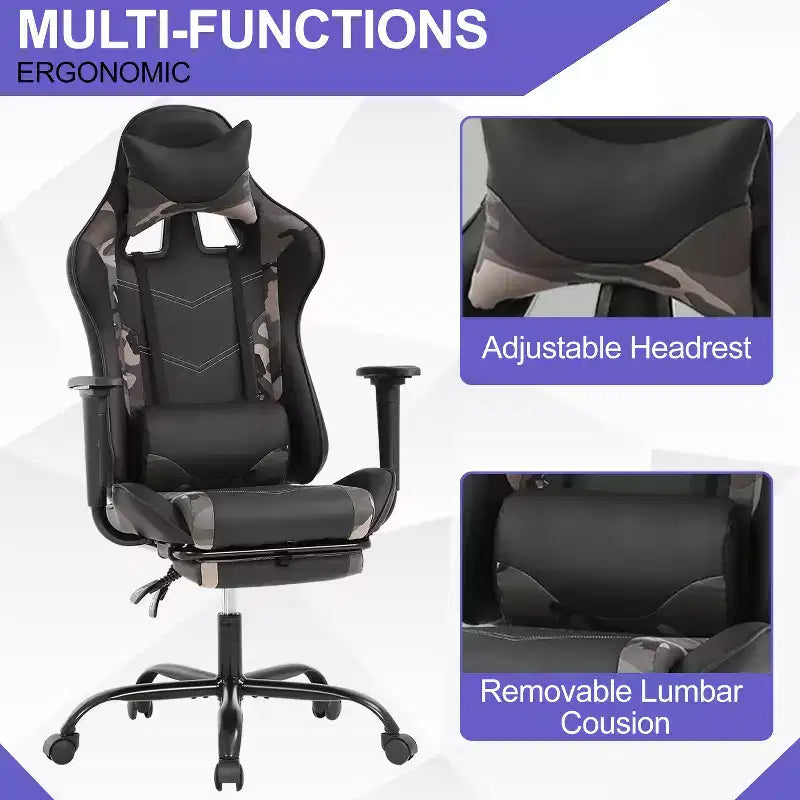 Chaise Gaming Fauteuil Gamer avec Support Lombaire