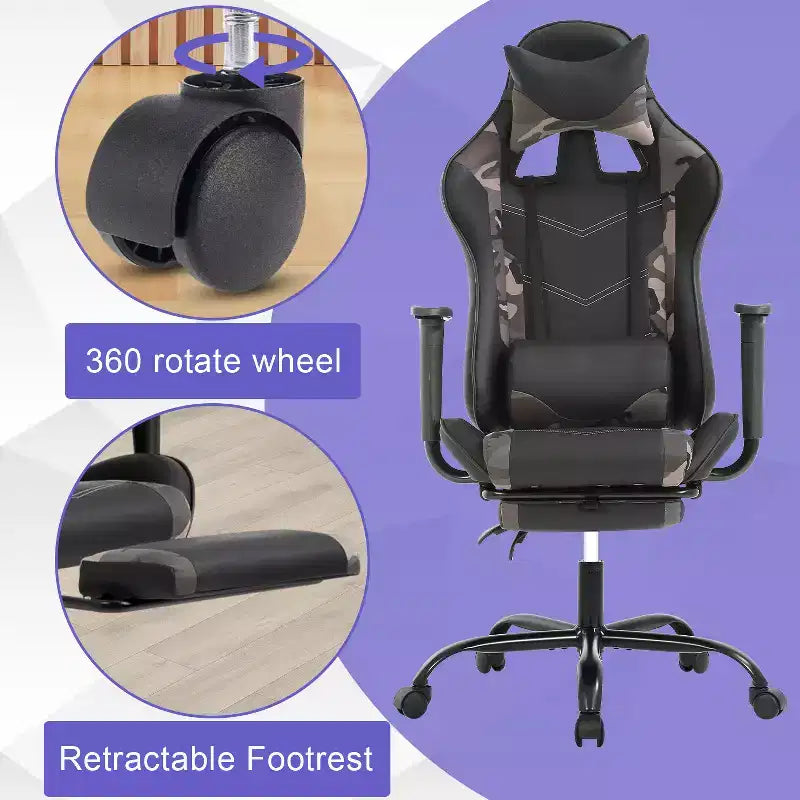 Chaise Gaming Fauteuil Gamer avec Support Lombaire