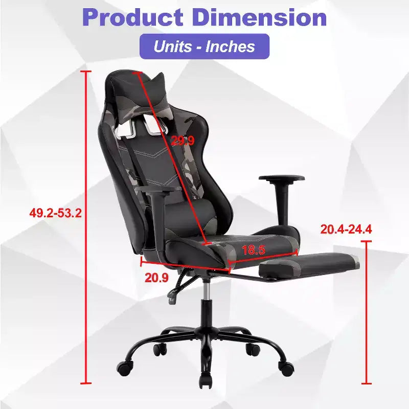 Chaise Gaming Fauteuil Gamer avec Support Lombaire