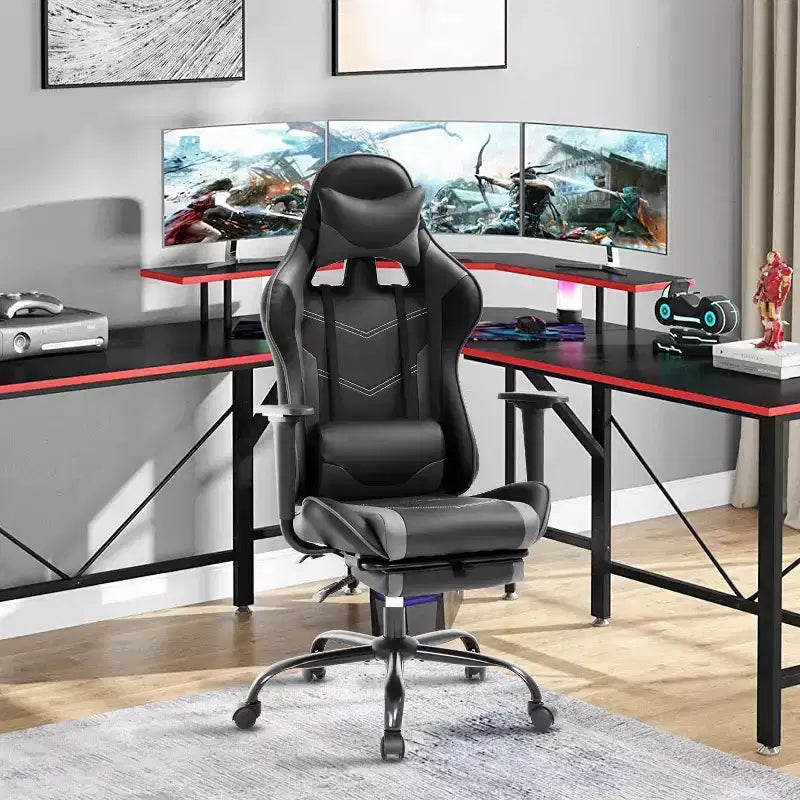 Chaise Gaming Fauteuil Gamer avec Support Lombaire