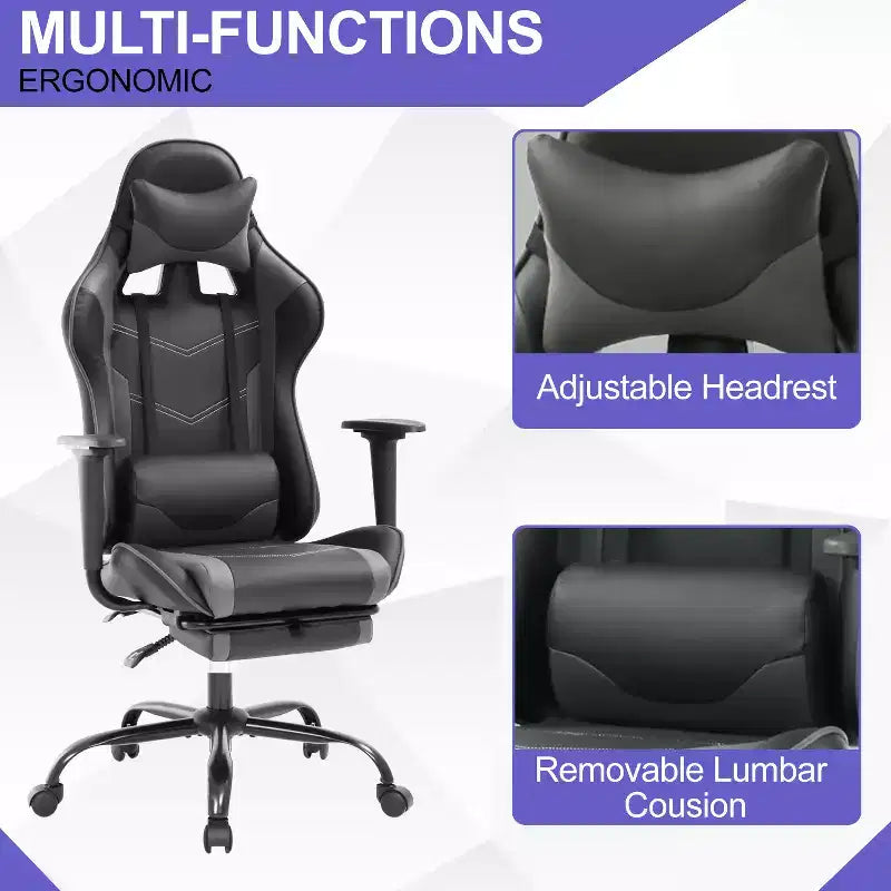 Chaise Gaming Fauteuil Gamer avec Support Lombaire