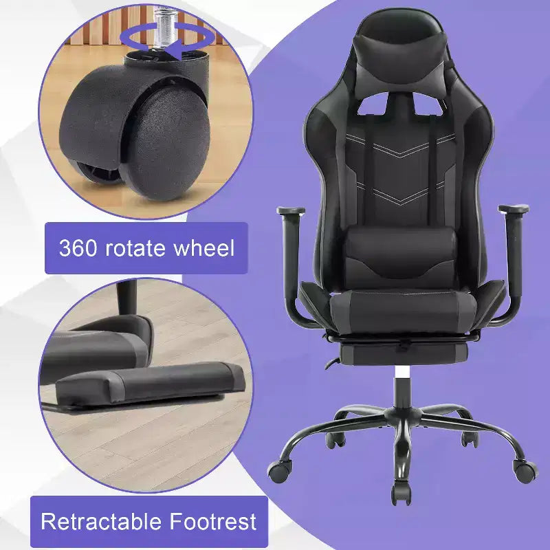 Chaise Gaming Fauteuil Gamer avec Support Lombaire