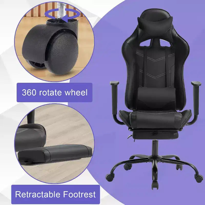 Chaise Gaming Fauteuil Gamer avec Support Lombaire