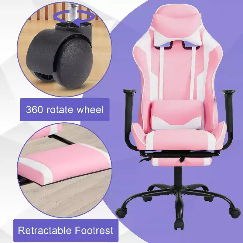 Chaise Gaming Fauteuil Gamer avec Support Lombaire