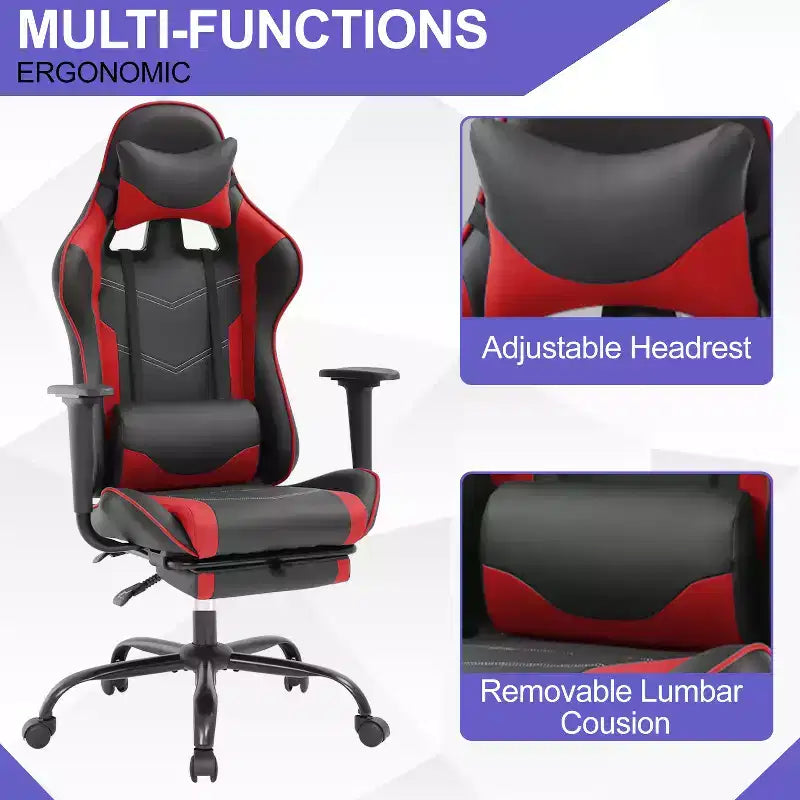Chaise Gaming Fauteuil Gamer avec Support Lombaire
