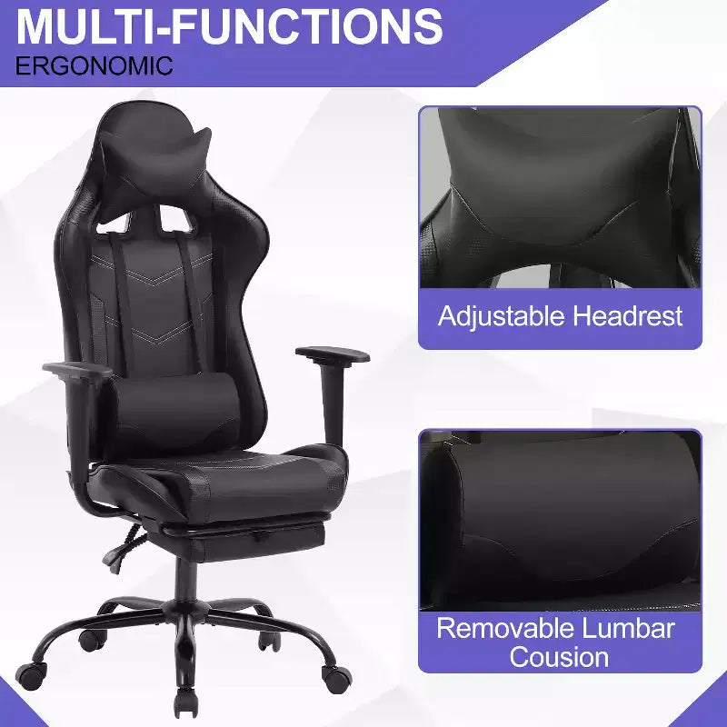 Chaise Gaming Fauteuil Gamer avec Support Lombaire