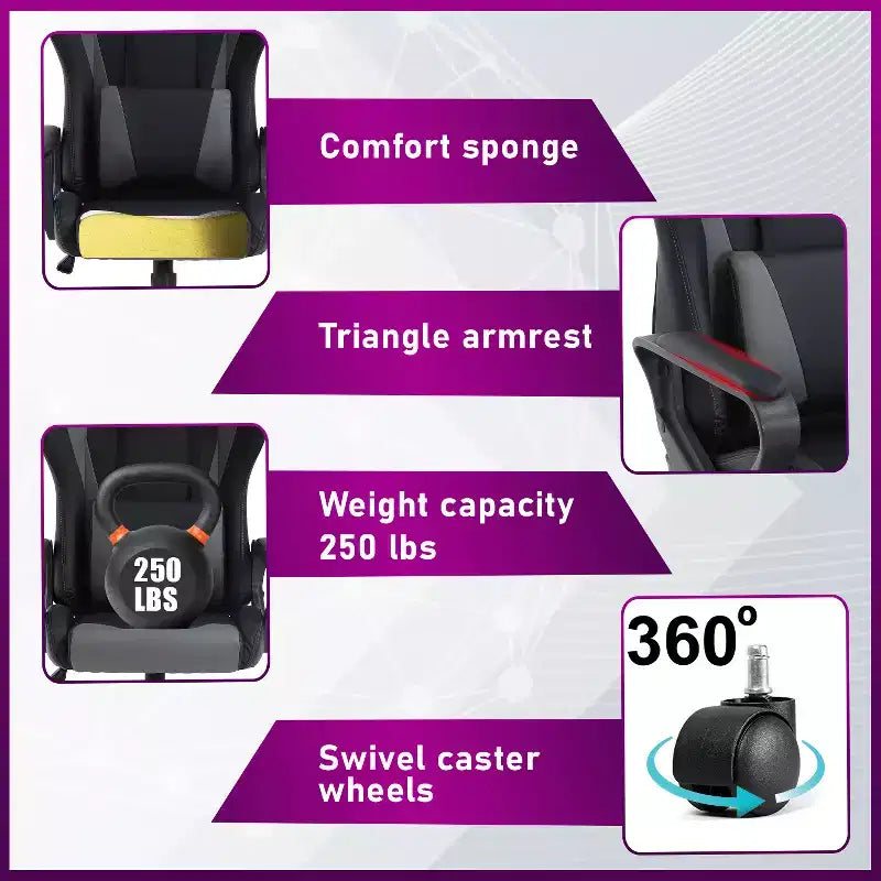 Chaise de bureau gamer Fauteuil de bureau Chaise d'ordinateur