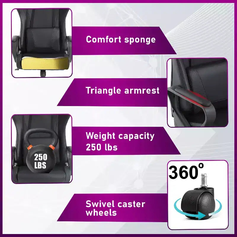 Chaise de bureau gamer Fauteuil de bureau Chaise d'ordinateur