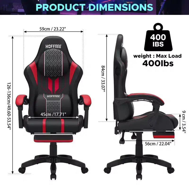 Fauteuil de bureau gaming ergonomique massant XL