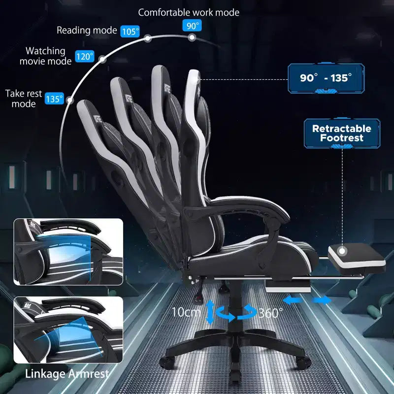 Fauteuil de bureau gaming ergonomique massant XL