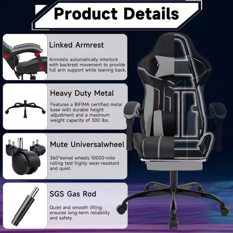 Chaise gaming, Fauteuil de bureau, Chaise ergonomique