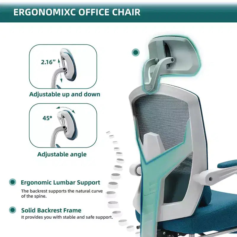 Chaise de bureau ergonomique avec repose-pieds escamotable, Chaise gaming