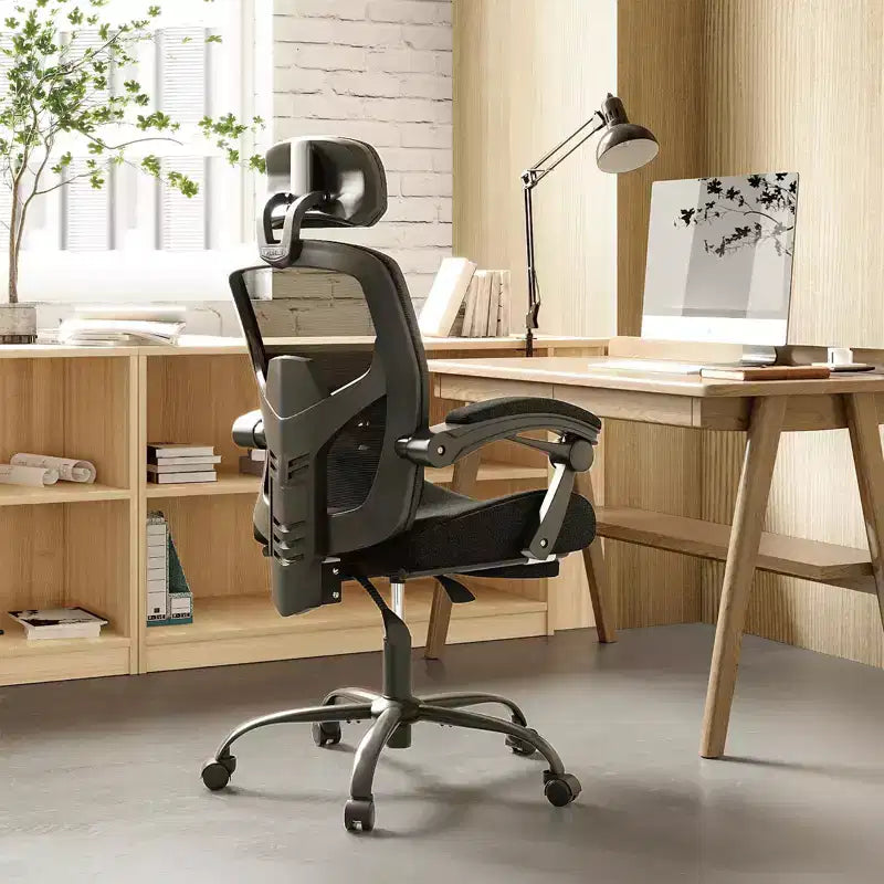 Chaise de bureau ergonomique avec repose-pieds escamotable, Chaise gaming
