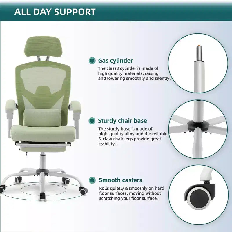 Chaise de bureau ergonomique avec repose-pieds escamotable, Chaise gaming