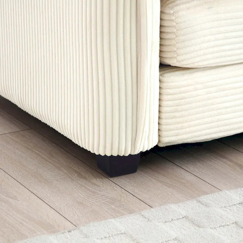 Canapé modulaire en velours côtelé beige en forme de U