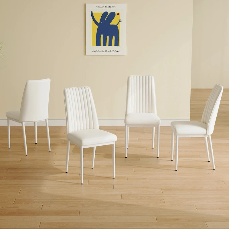 Chaise de salle à manger moderne, rembourrée en cuir