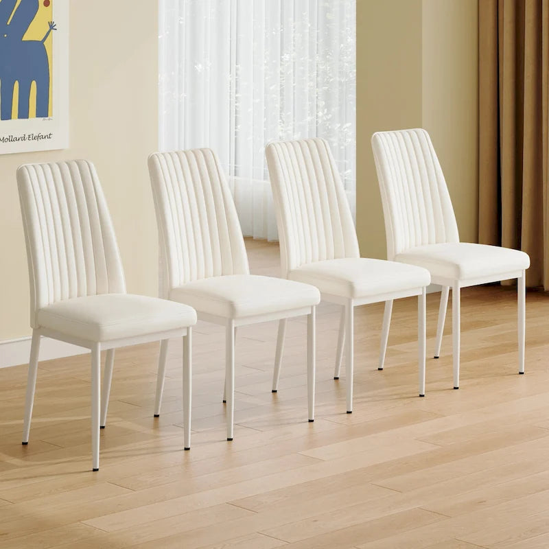 Chaise de salle à manger moderne, rembourrée en cuir