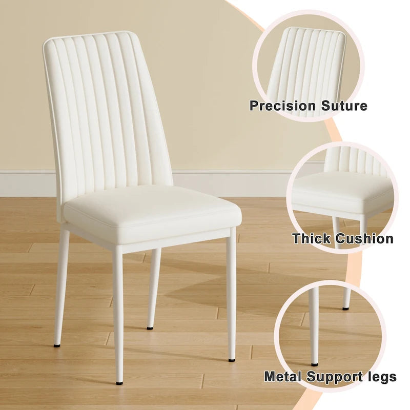Chaise de salle à manger moderne, rembourrée en cuir