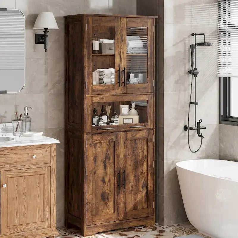 Armoire de salle de bain haute, Armoire de rangement pour le linge