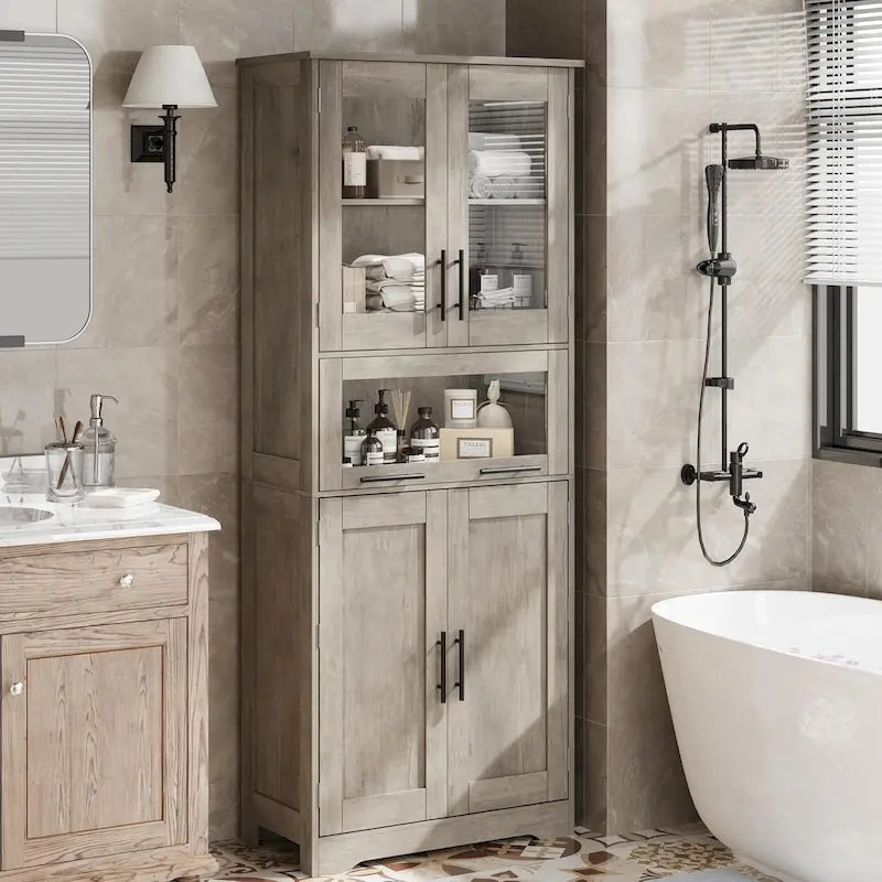Armoire de salle de bain haute, Armoire de rangement pour le linge