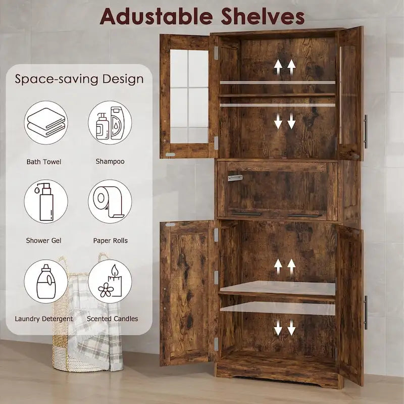 Armoire de salle de bain haute, Armoire de rangement pour le linge