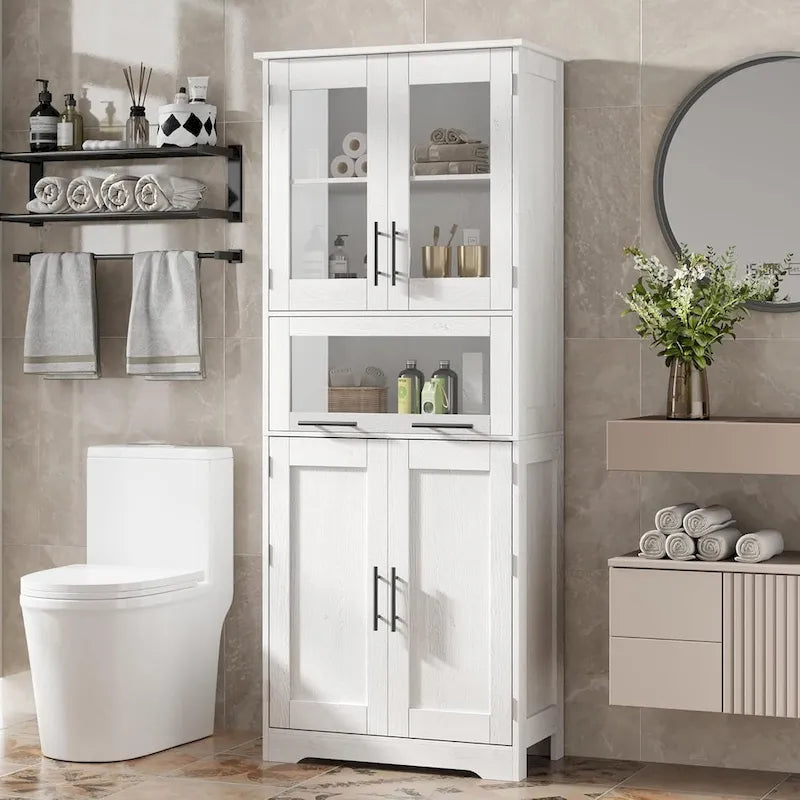 Armoire de salle de bain haute, Armoire de rangement pour le linge