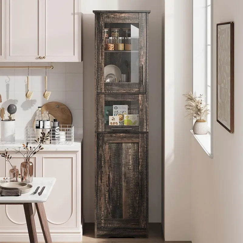 Armoire de salle de bain haute, Armoire de rangement pour le linge