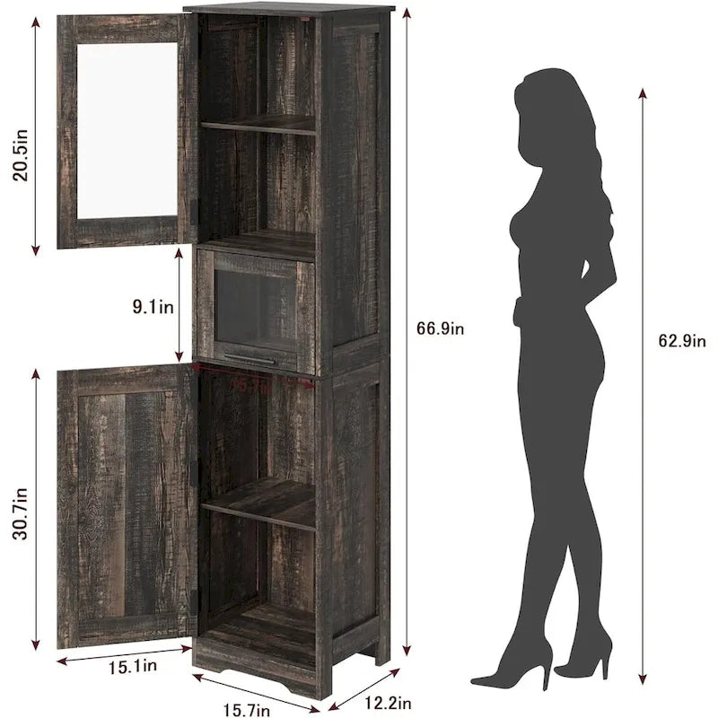 Armoire de salle de bain haute, Armoire de rangement pour le linge