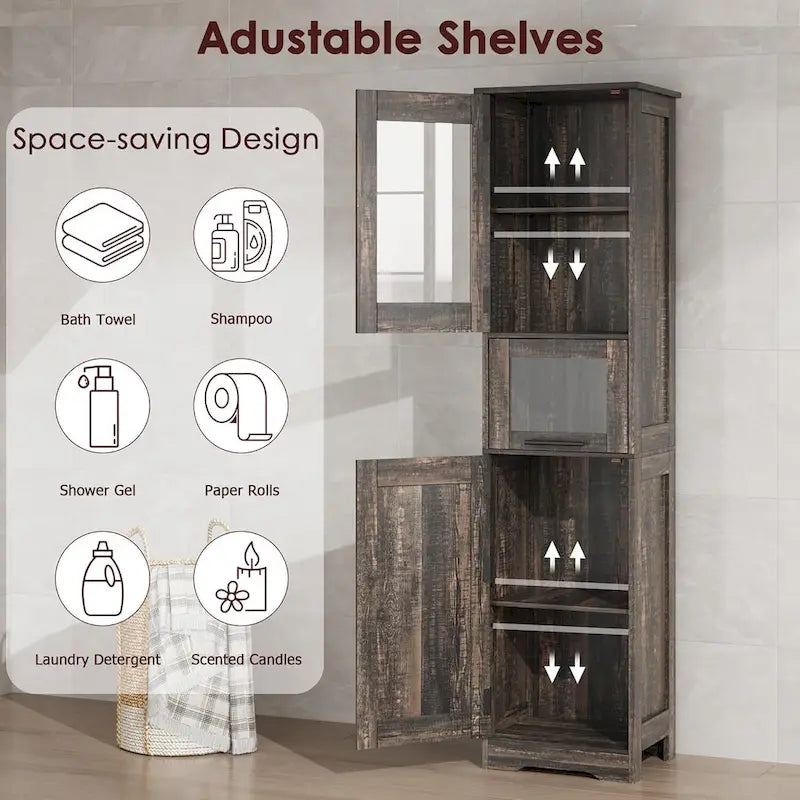 Armoire de salle de bain haute, Armoire de rangement pour le linge