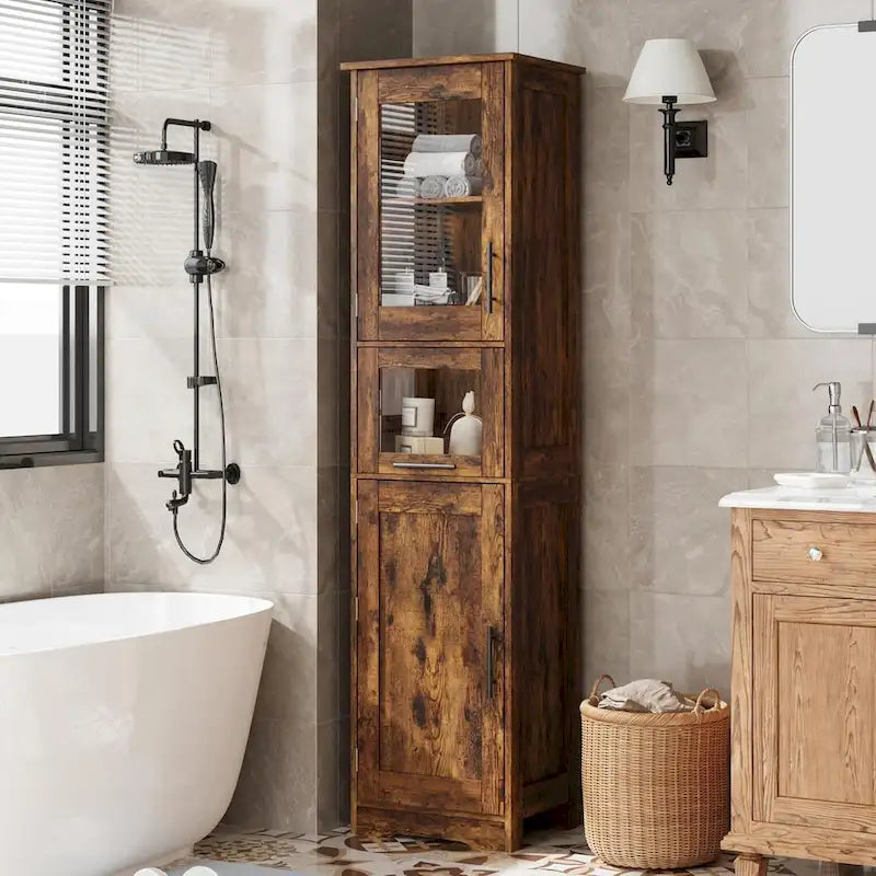 Armoire de salle de bain haute, Armoire de rangement pour le linge