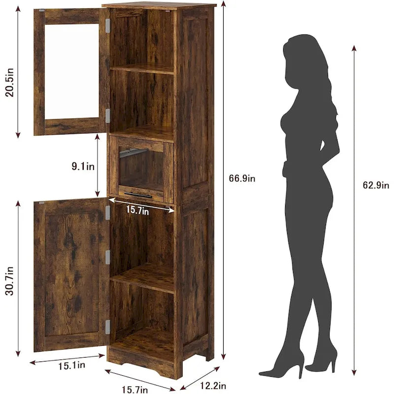 Armoire de salle de bain haute, Armoire de rangement pour le linge