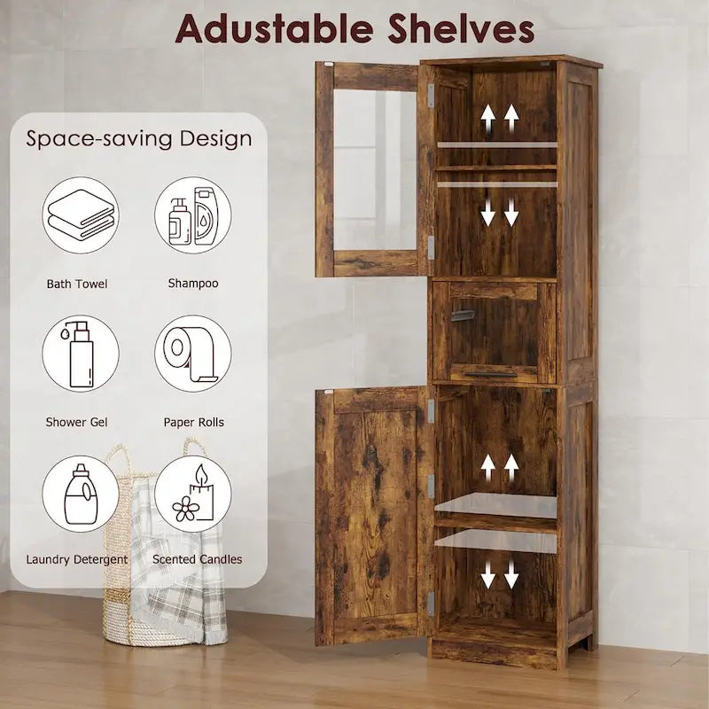 Armoire de salle de bain haute, Armoire de rangement pour le linge