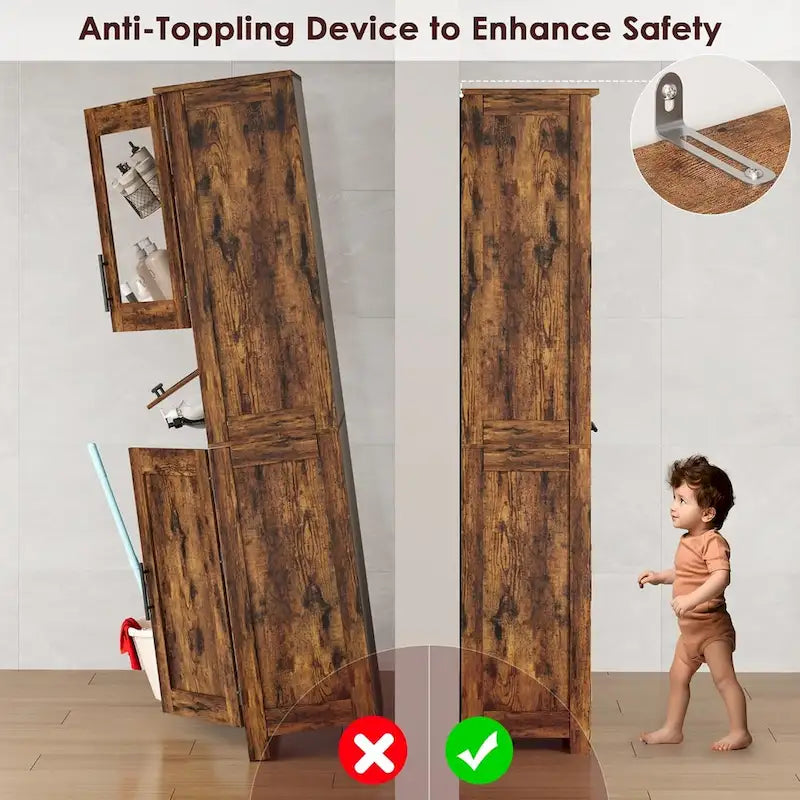 Armoire de salle de bain haute, Armoire de rangement pour le linge