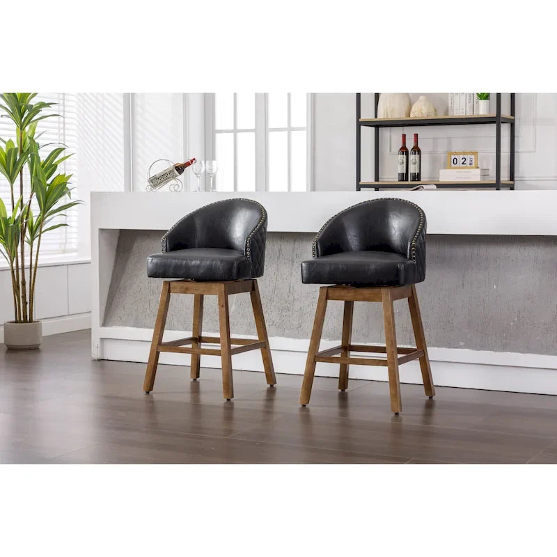 Tabourets de Bar Pivotants, Tabourets d'Îlot de Cuisine avec Dossier et Repose-Pieds