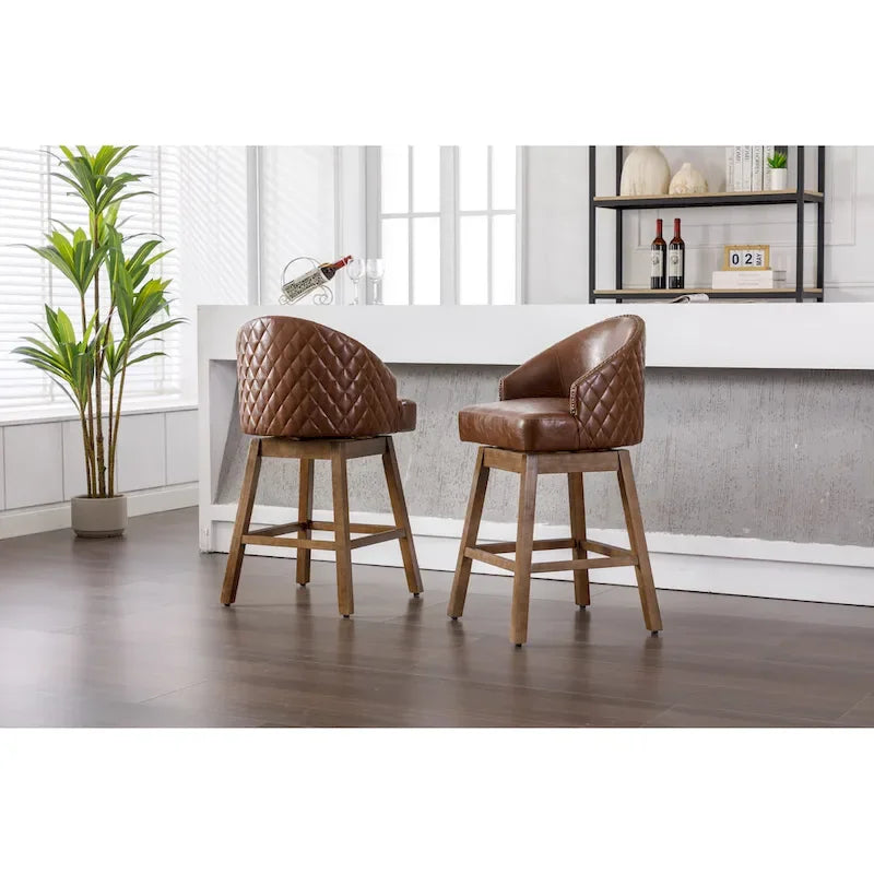 Tabourets de Bar Pivotants, Tabourets d'Îlot de Cuisine avec Dossier et Repose-Pieds
