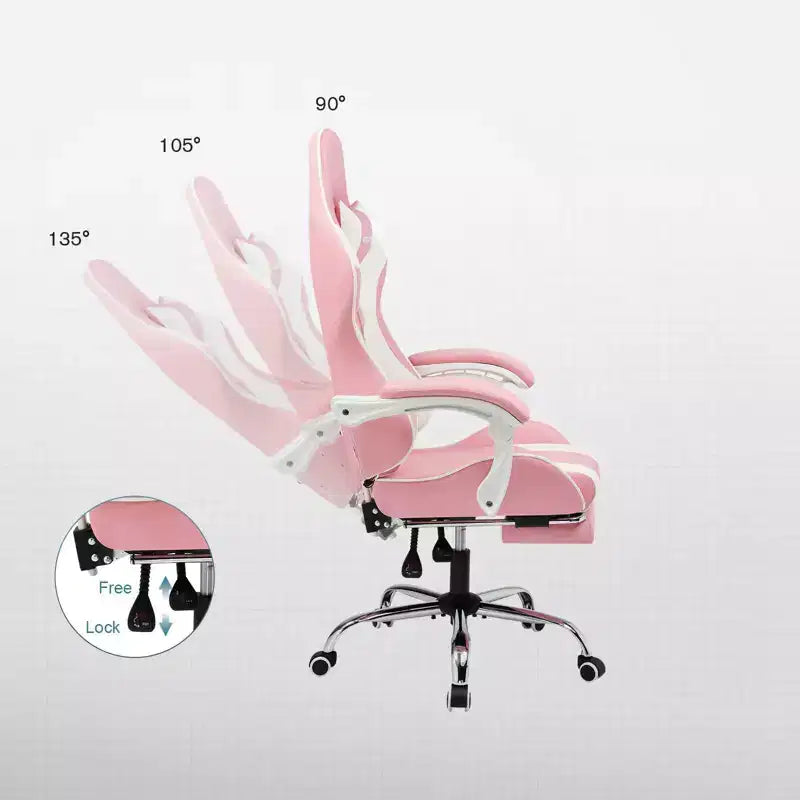 Chaise Gaming avec Repose-pieds et Coussin Massant Lombaire Ergonomique Chaise de Bureau