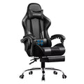 Chaise Gaming avec Repose-pieds et Coussin Massant Lombaire Ergonomique Chaise de Bureau