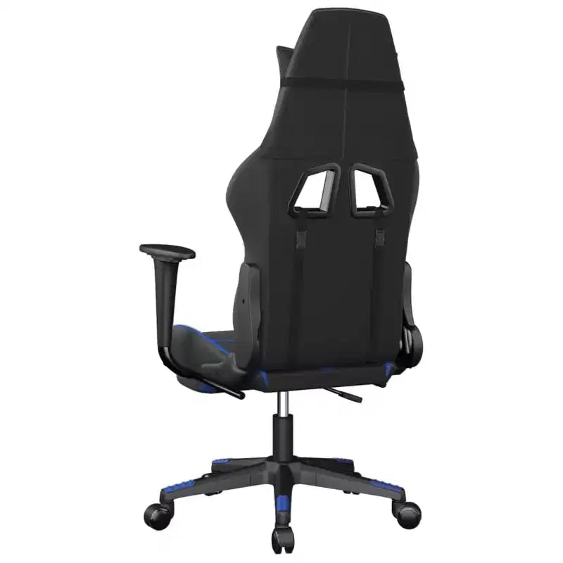 Chaise de gaming avec repose-pieds, noir et bleu, similicuir
