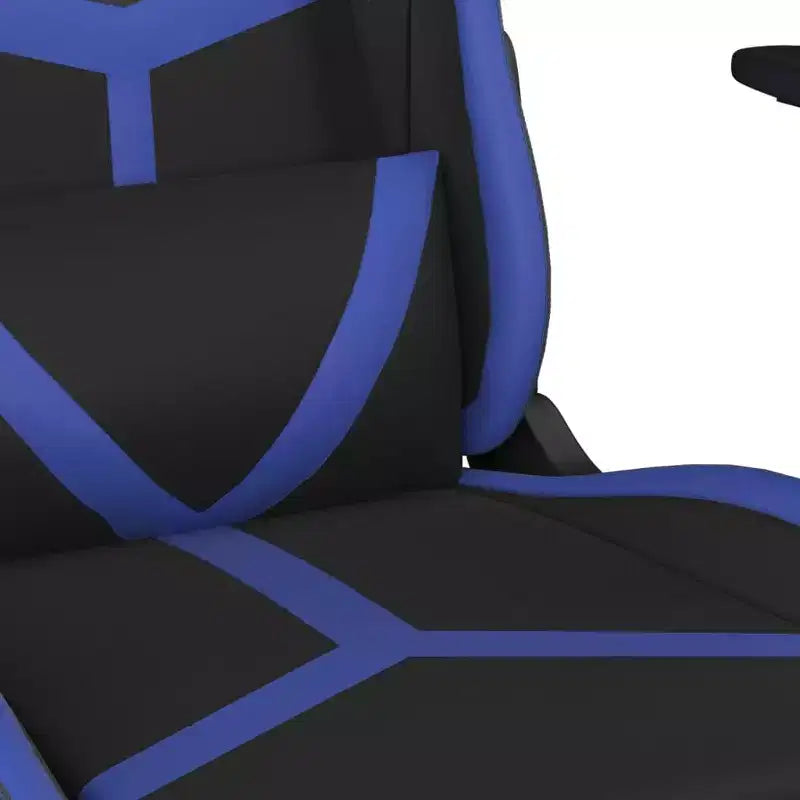 Chaise de gaming avec repose-pieds, noir et bleu, similicuir